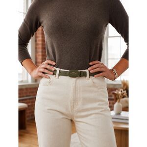 Coach Eliza Reversible Belt Military Green Plaque Buckle Cut To Size OS NWT Rare